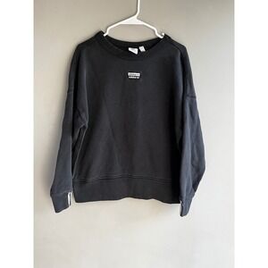 Adidas Ryv Crewneck Sweatshirt Black Logo Pullover Athleisure Top Striped